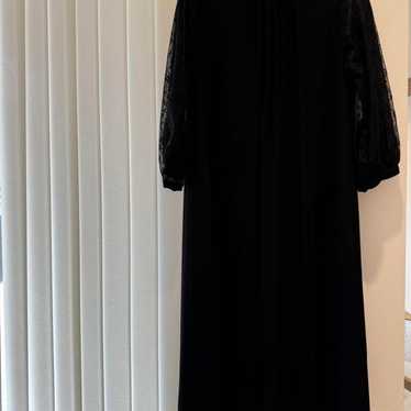 Black lace long-sleeve long dress - image 1