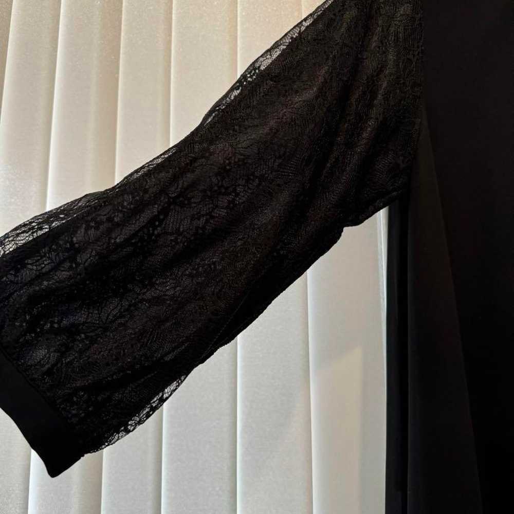 Black lace long-sleeve long dress - image 2