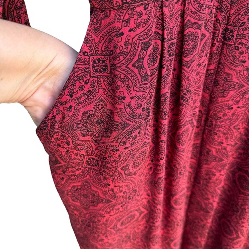 Karin Stevens Vintage Red Black Paisley Pleated B… - image 2