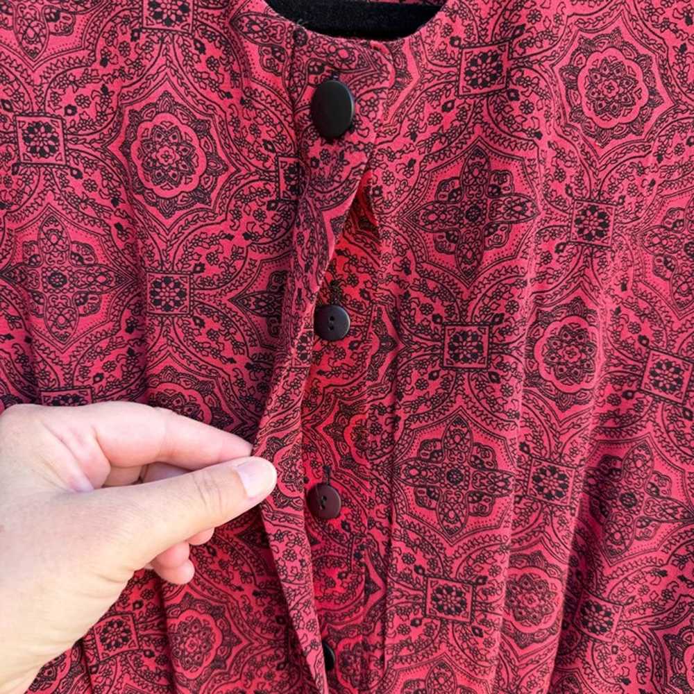 Karin Stevens Vintage Red Black Paisley Pleated B… - image 4