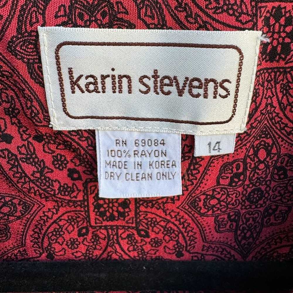 Karin Stevens Vintage Red Black Paisley Pleated B… - image 6