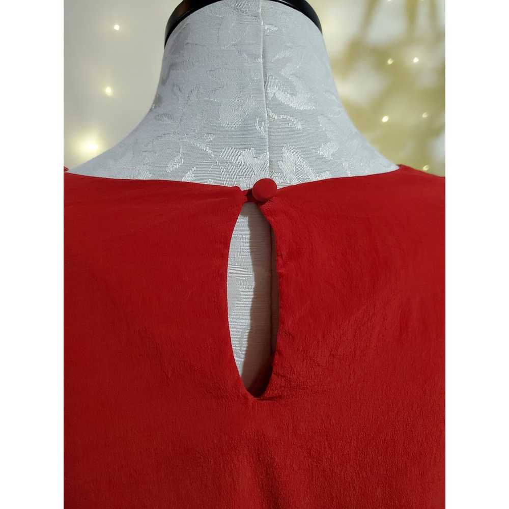 Tess Vintage 100% Silk Red Keyhole Blouse Womens … - image 5