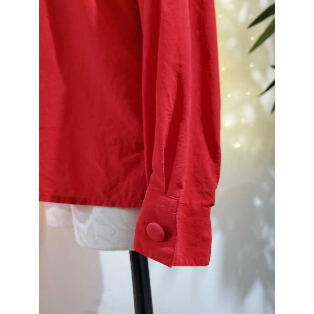 Tess Vintage 100% Silk Red Keyhole Blouse Womens … - image 7