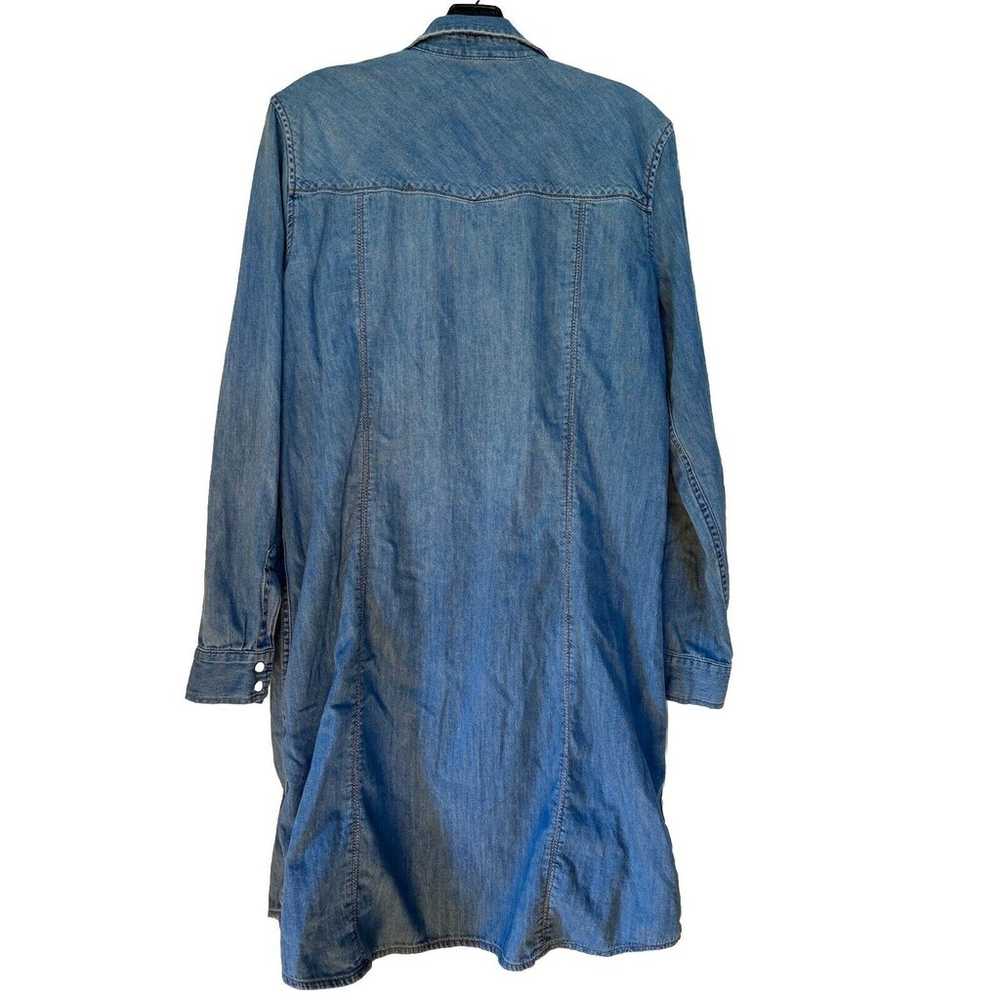 Gap Y2K Denim Shirt Dress Women’s Large Pearl Sna… - image 2