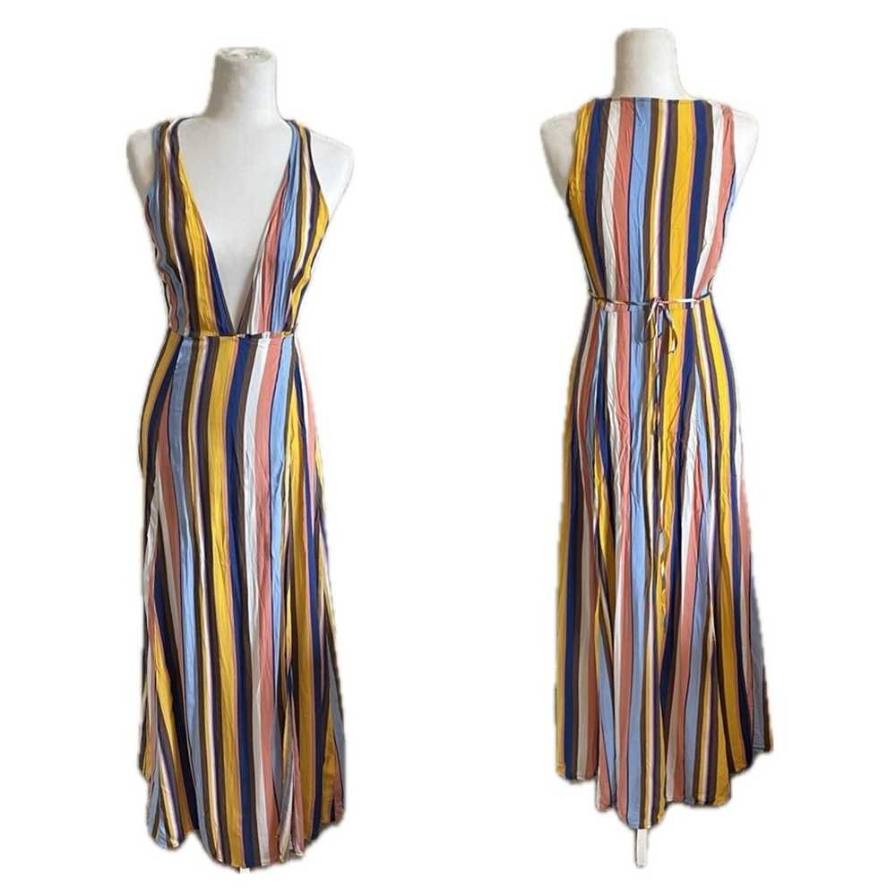 Forever 21 Multicolor Striped Deep V Neck Sleevel… - image 2