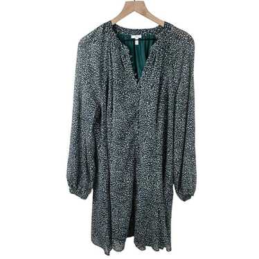 Joie Womens Chiffon Green Fleck Long Puff Sleeve … - image 1