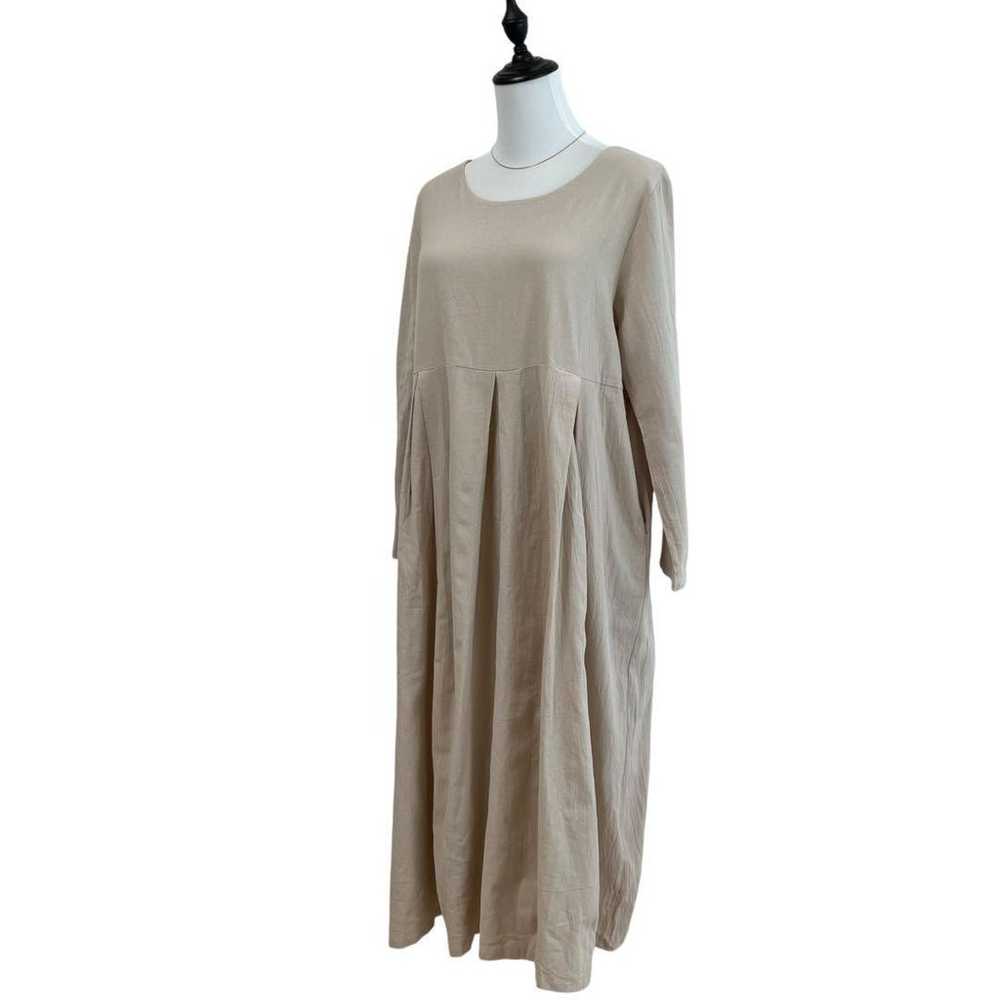 (M) Long Sleeve Shirt Dress Flared Long Length Na… - image 2