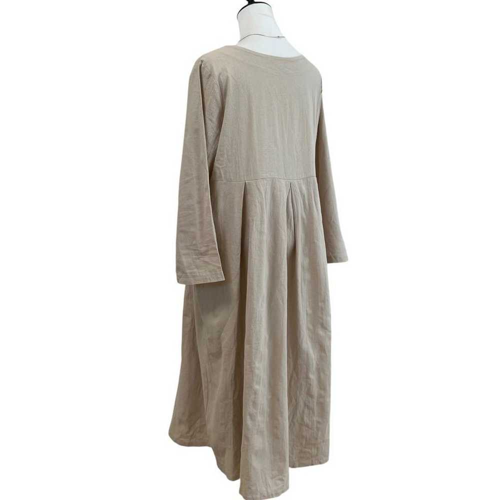 (M) Long Sleeve Shirt Dress Flared Long Length Na… - image 4