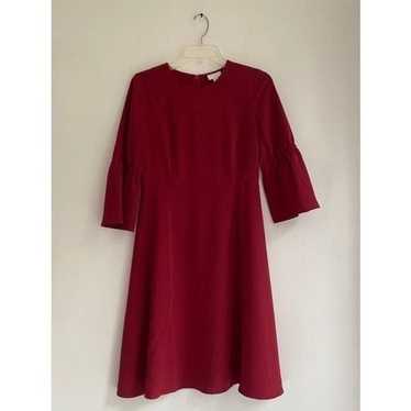 Christian Siriano Bell Sleeved Red Mid Dress