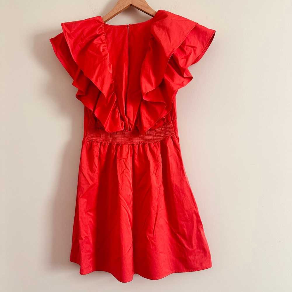 Zara Ruffled V Neck Red Orange Mini Dress Size Sm… - image 4