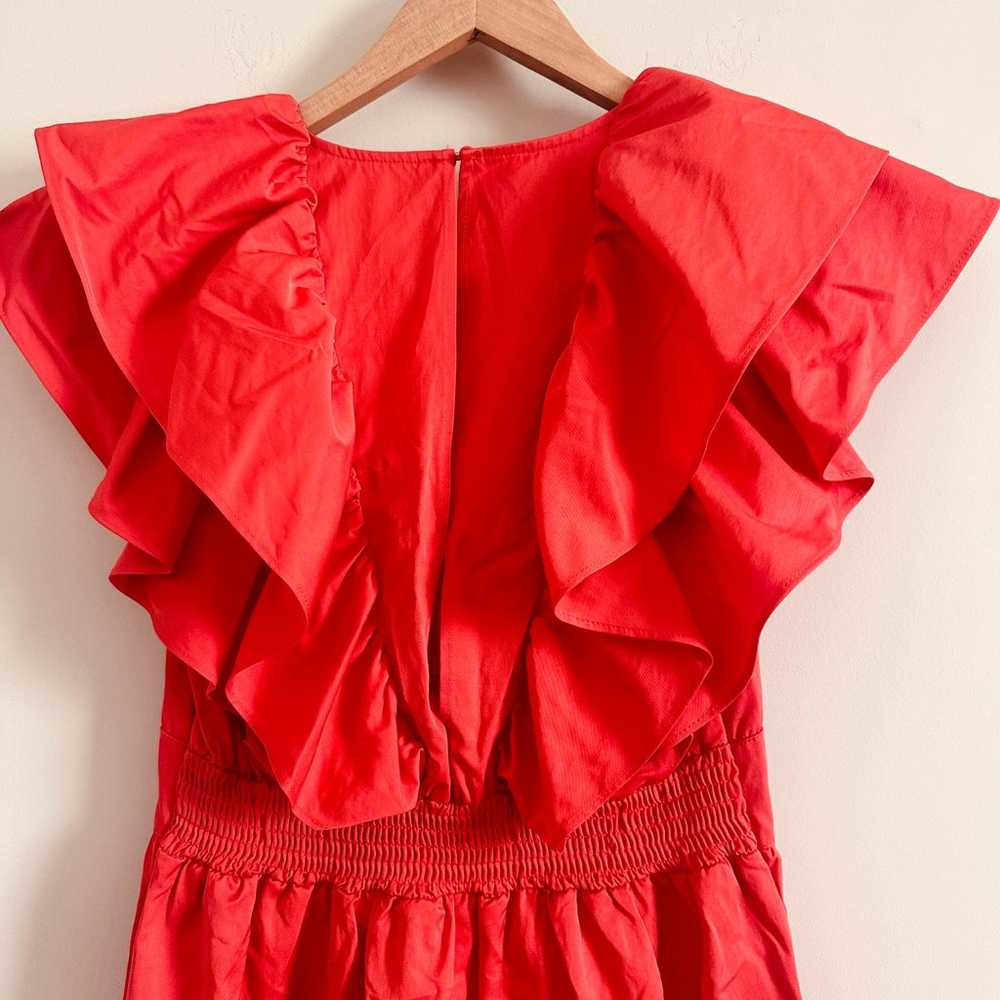 Zara Ruffled V Neck Red Orange Mini Dress Size Sm… - image 5