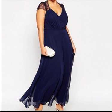 ASOS Lace and Chiffon Maxi Dress Navy 4