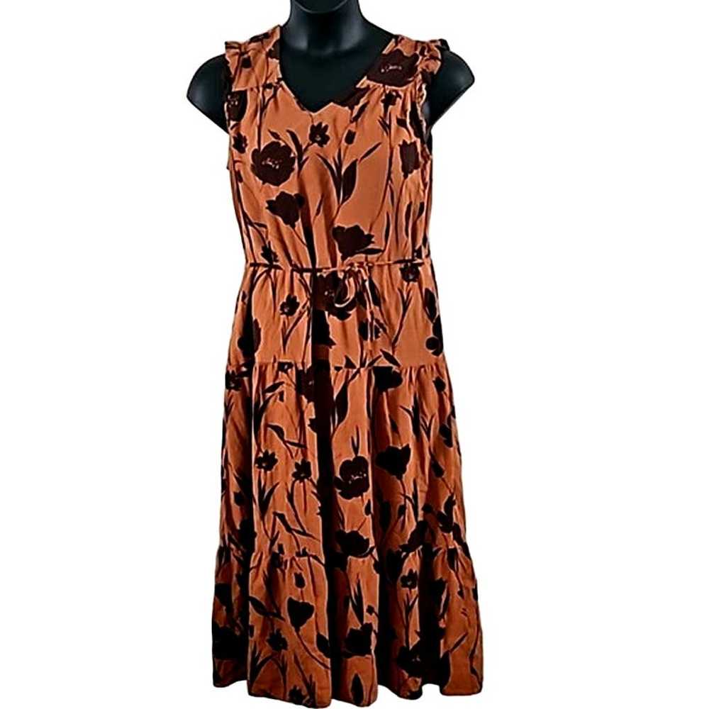 Simply Vera Wang Floral Brown Maxi Dress - Size M… - image 1