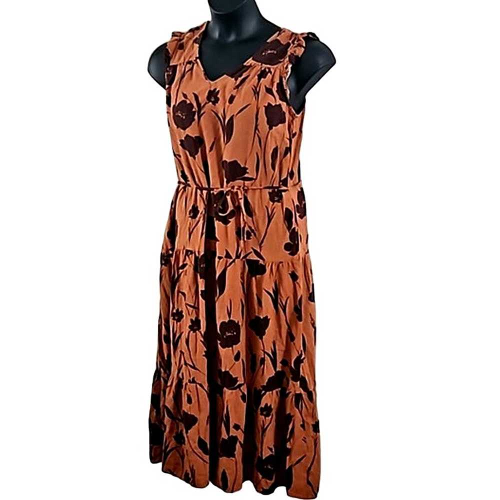 Simply Vera Wang Floral Brown Maxi Dress - Size M… - image 2