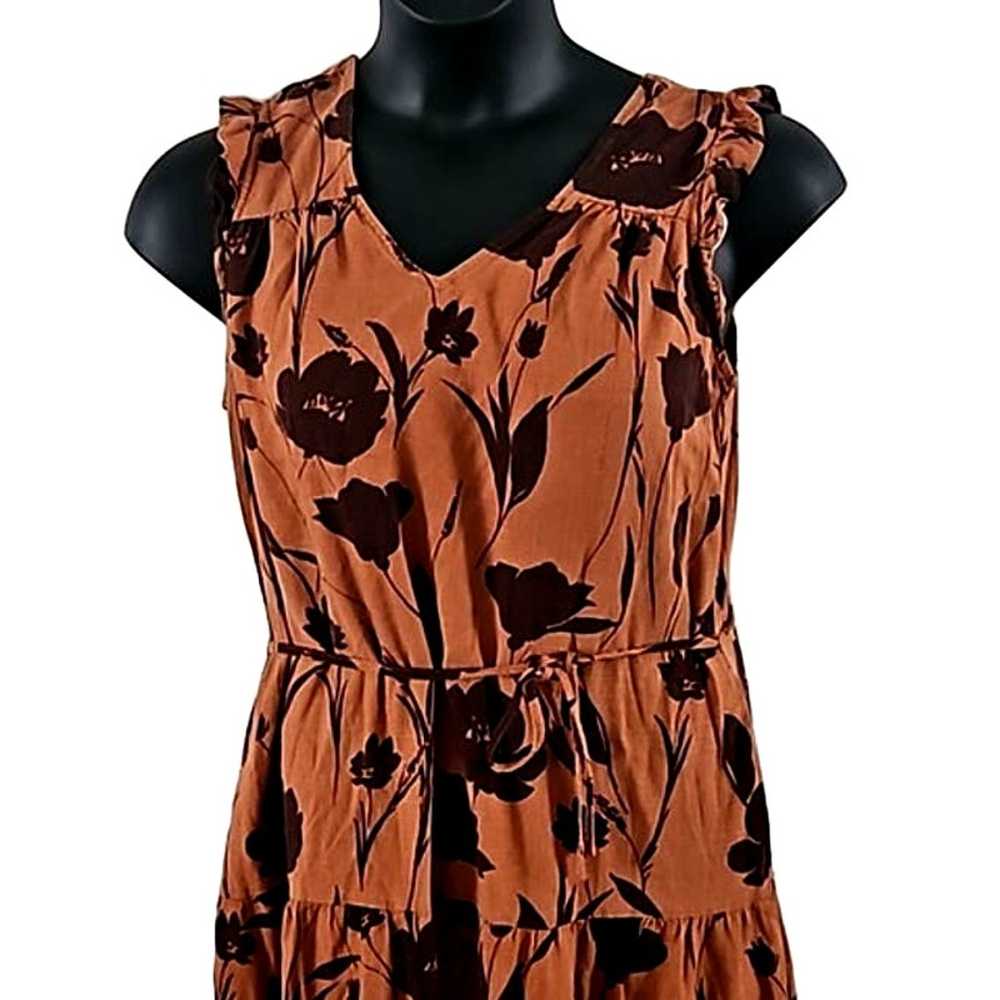 Simply Vera Wang Floral Brown Maxi Dress - Size M… - image 3