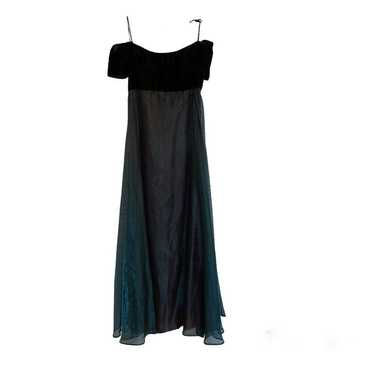 Oleg Cassini Off The Shoulder Gown Green Velvet T… - image 1