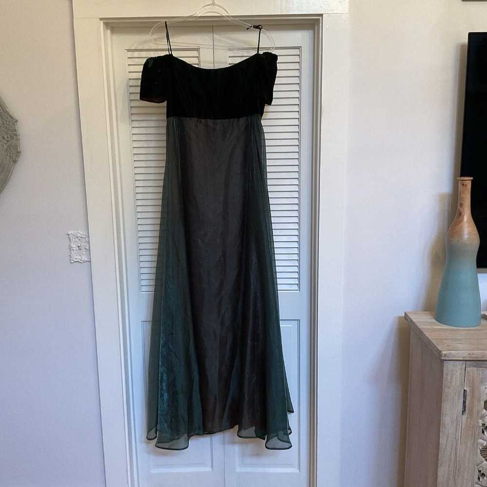 Oleg Cassini Off The Shoulder Gown Green Velvet T… - image 2