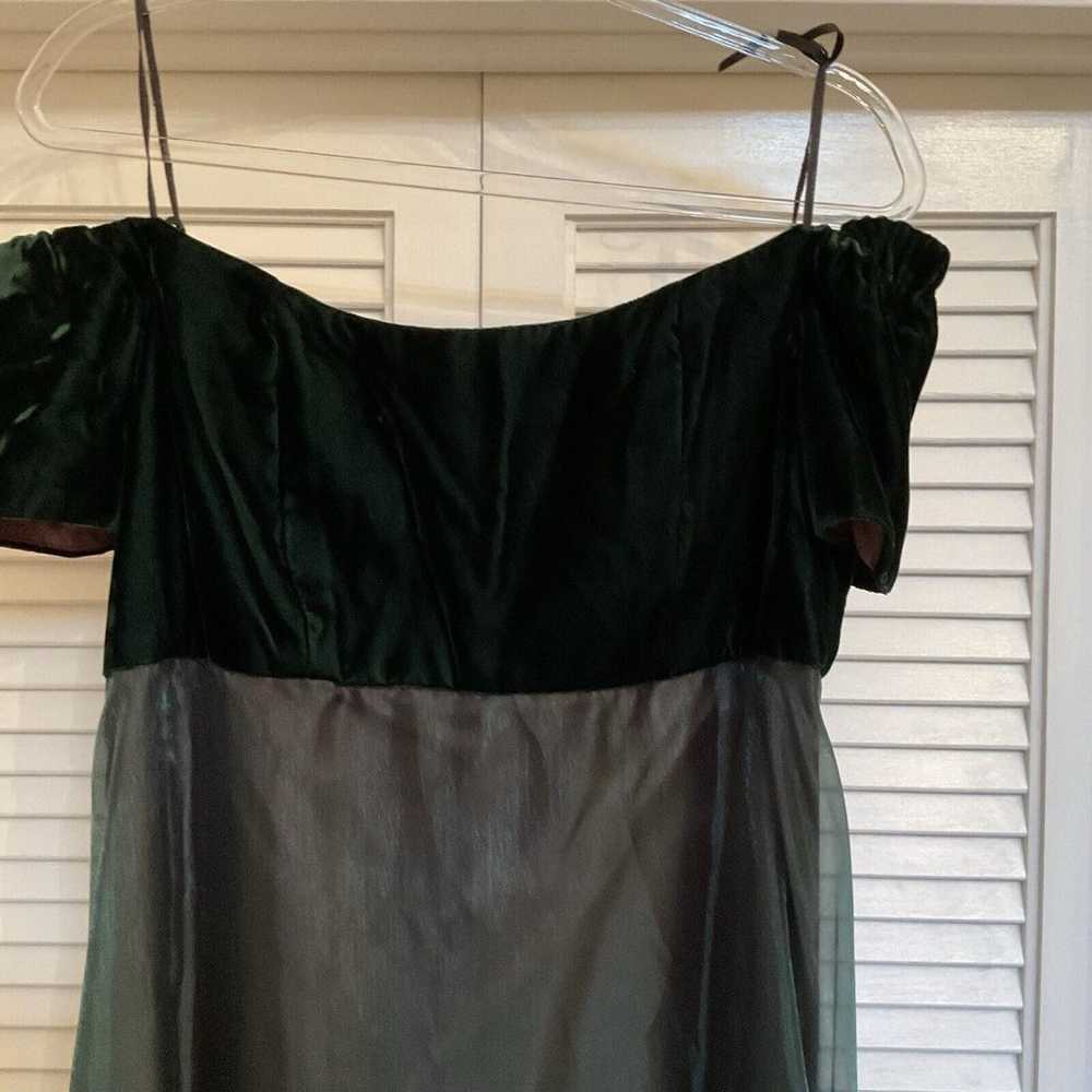 Oleg Cassini Off The Shoulder Gown Green Velvet T… - image 3