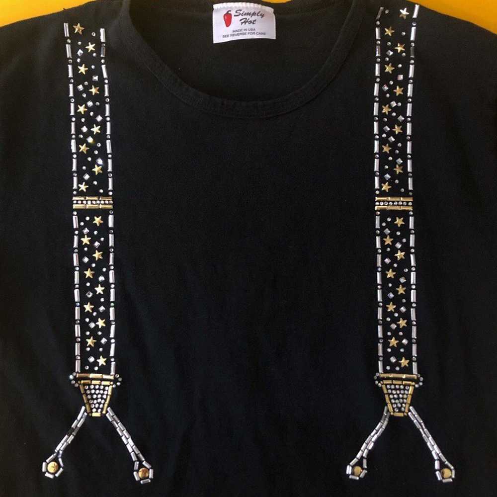 80s Simply Hot Suspender Bedazzled Shirt - image 2