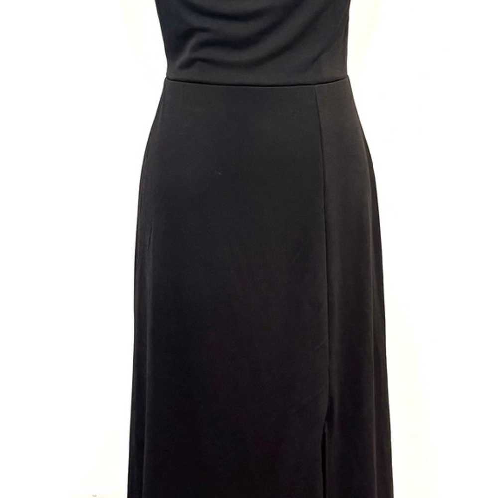 Sz S Black High Slit Formal Gown Dress Cowl Neck … - image 3