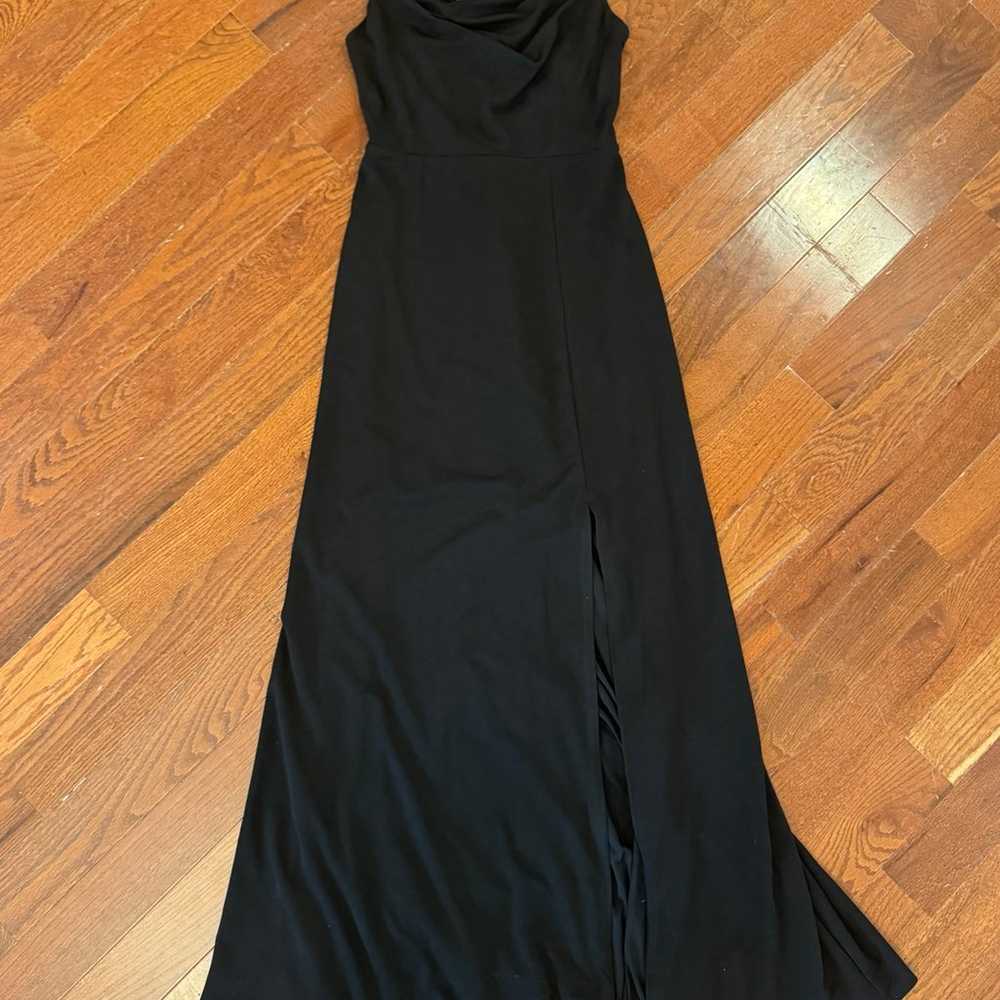 Sz S Black High Slit Formal Gown Dress Cowl Neck … - image 7