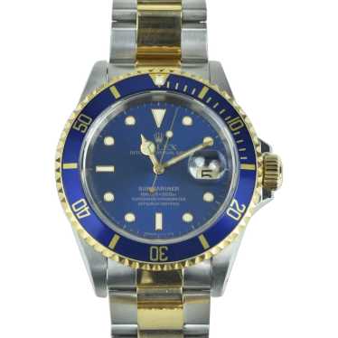 18K / SS Rolex Submariner Date 16613 Blue Bezel Di