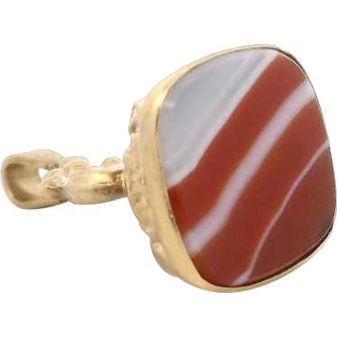 Antique Victorian British 9k Gold Banded Agate Rep