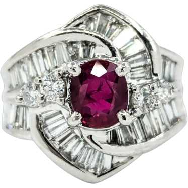 Elegant Ruby and Diamond Ring in 900pt Platinum