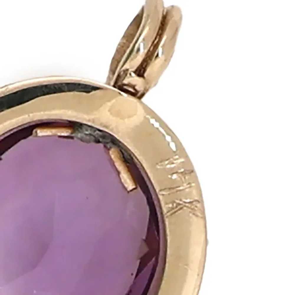 Amethyst Pearl Dangle Pendant 14K Yellow Gold 8.6… - image 5