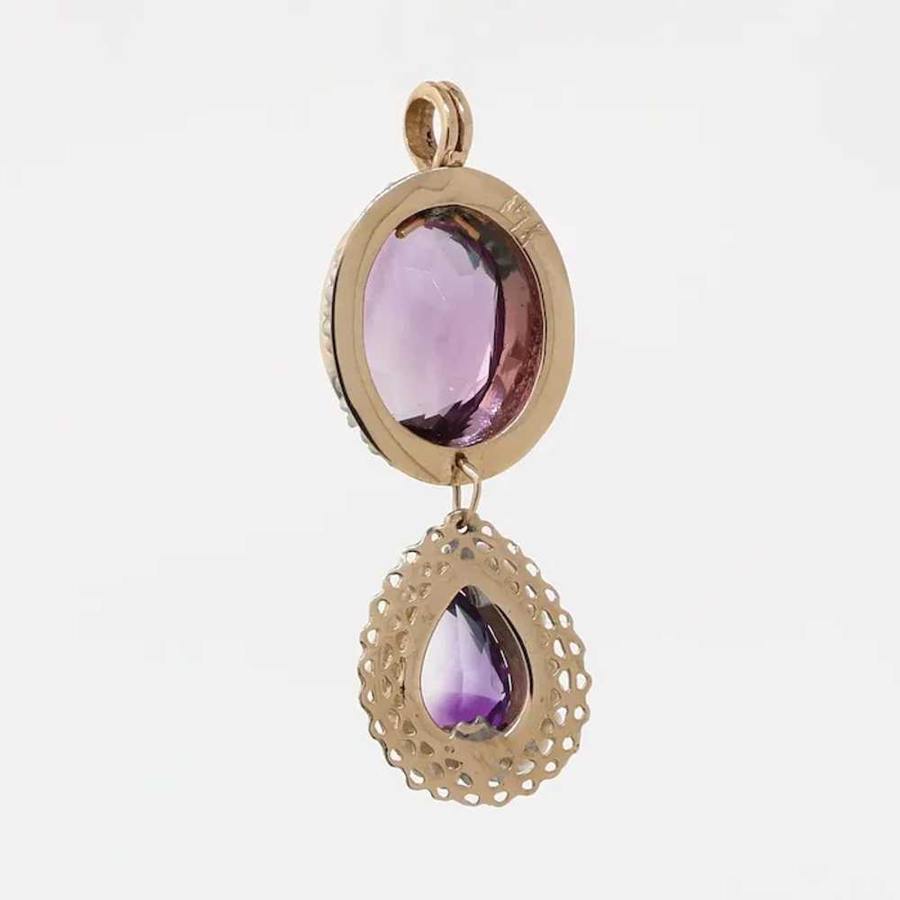 Amethyst Pearl Dangle Pendant 14K Yellow Gold 8.6… - image 7