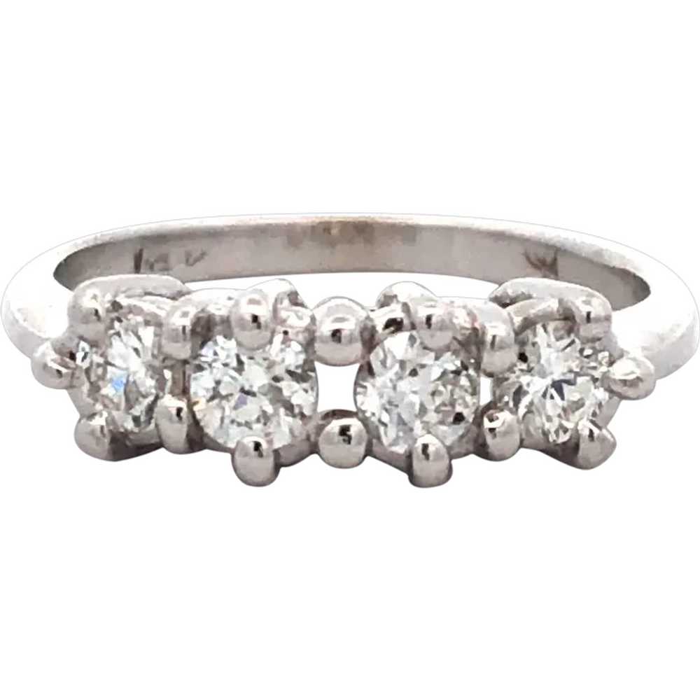 Estate 1950's Ring with Old Mine Cut Diamonds in … - image 1