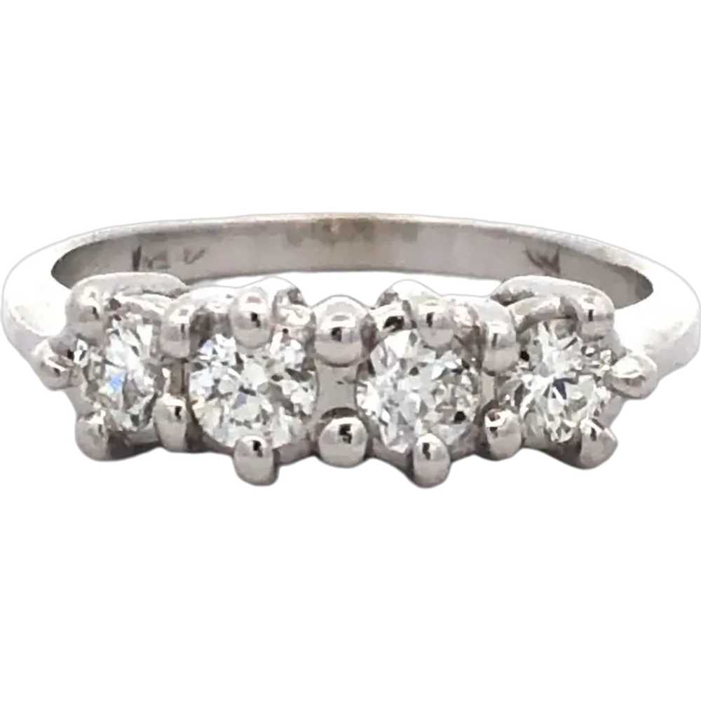 Estate 1950's Ring with Old Mine Cut Diamonds in … - image 1