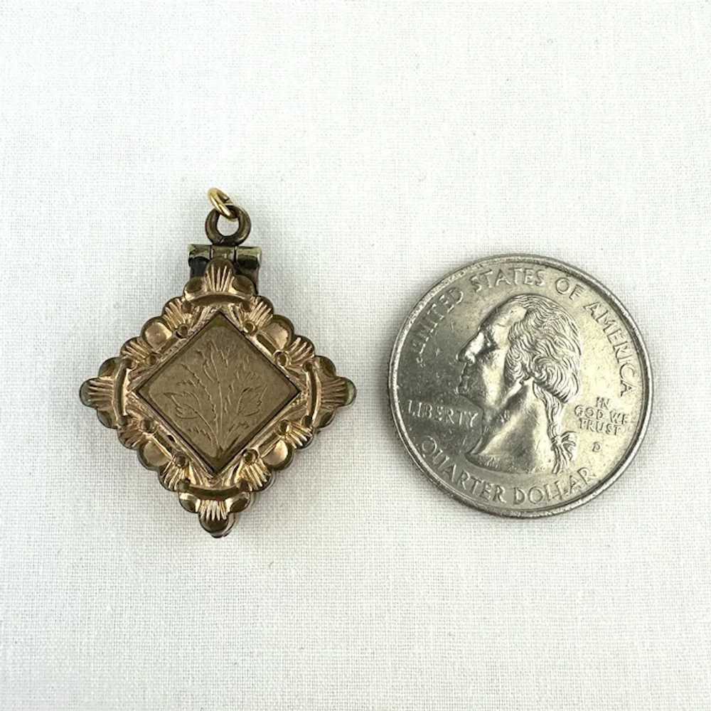 Victorian Gold Filled Locket Charm with Engraved … - image 10