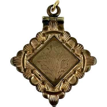 Victorian Gold Filled Locket Charm with Engraved … - image 1