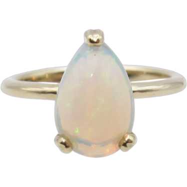 1.91ct Australian Opal Solitaire Ring 14K Yellow G