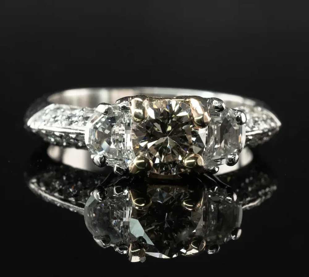 Natural Diamond Ring Round Half Moon Engagement W… - image 11