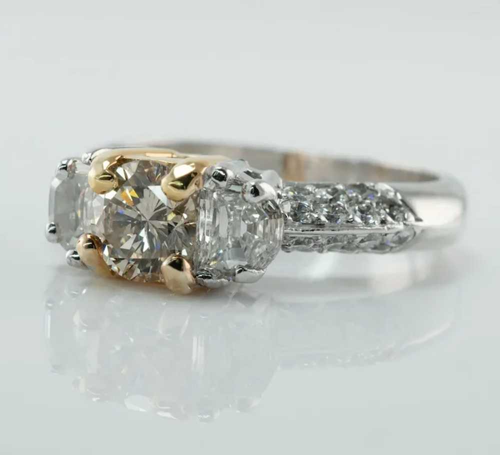 Natural Diamond Ring Round Half Moon Engagement W… - image 4