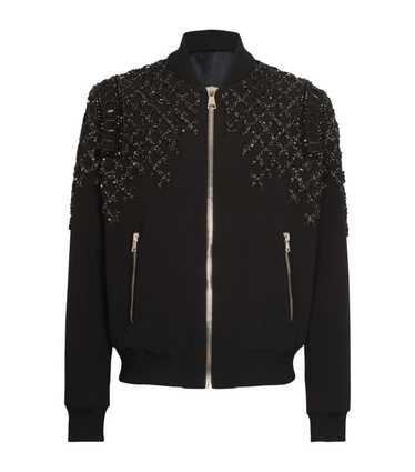 Balmain o1w1db0324 Jet & Strass Embellished Bomber