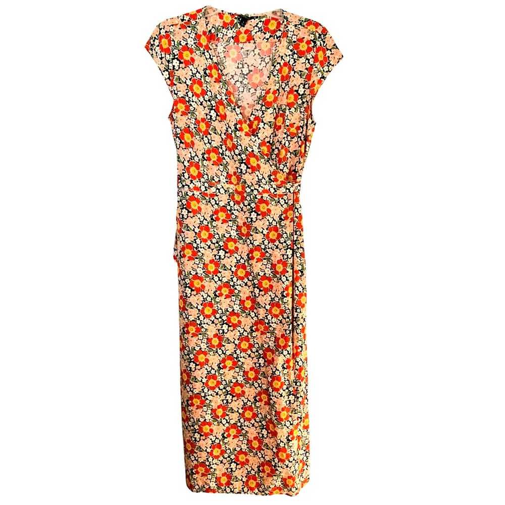 J. Crew Mercantile Small Easy Wrap Midi Dress 70s… - image 1