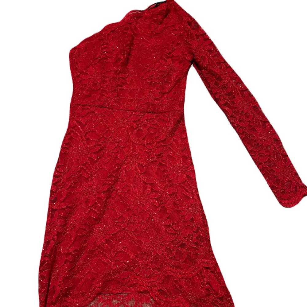 Vintage City Triangles Red Lace Dress Size Small - image 1