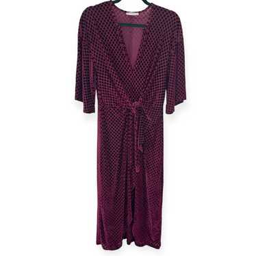 ZARA Velvet Midi Dress Small Burgundy