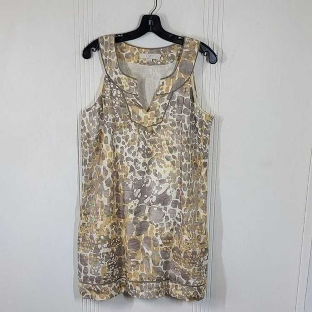 Ann Taylor Loft Yellow & Gray Linen Sleeveless Dr… - image 1