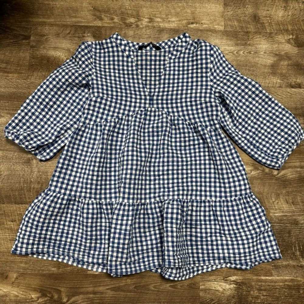 Zara Gingham Puff Sleeve Gingham Mini Dress Size … - image 2