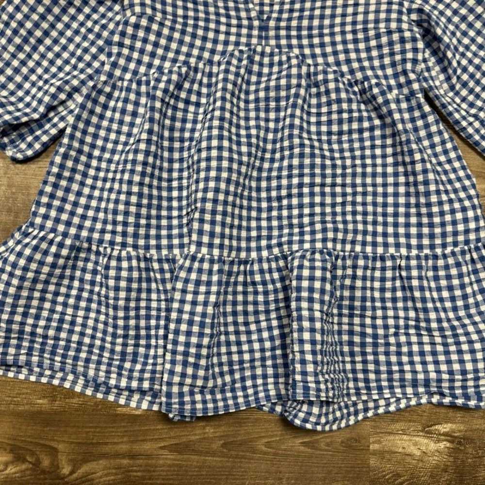 Zara Gingham Puff Sleeve Gingham Mini Dress Size … - image 3