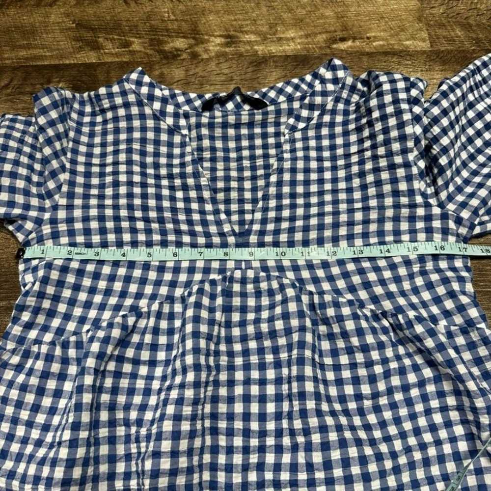 Zara Gingham Puff Sleeve Gingham Mini Dress Size … - image 7