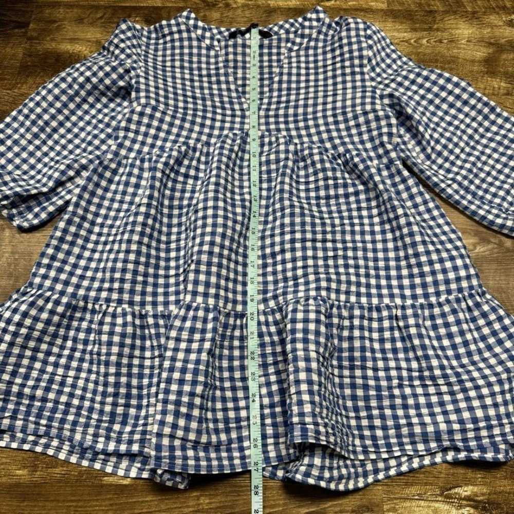 Zara Gingham Puff Sleeve Gingham Mini Dress Size … - image 8