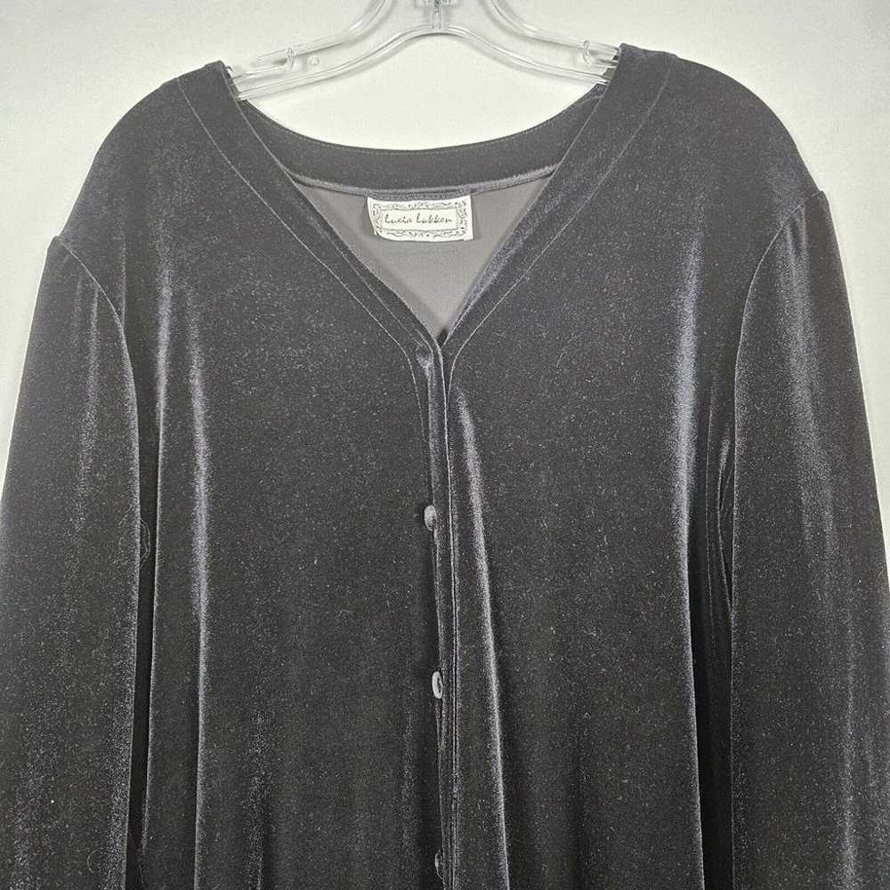 Vtg Lucia Lukken Top XL Classic Black Velvet Butt… - image 3