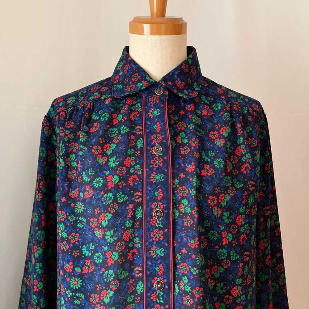 Used retro floral pattern all-over blouse vintage - image 11