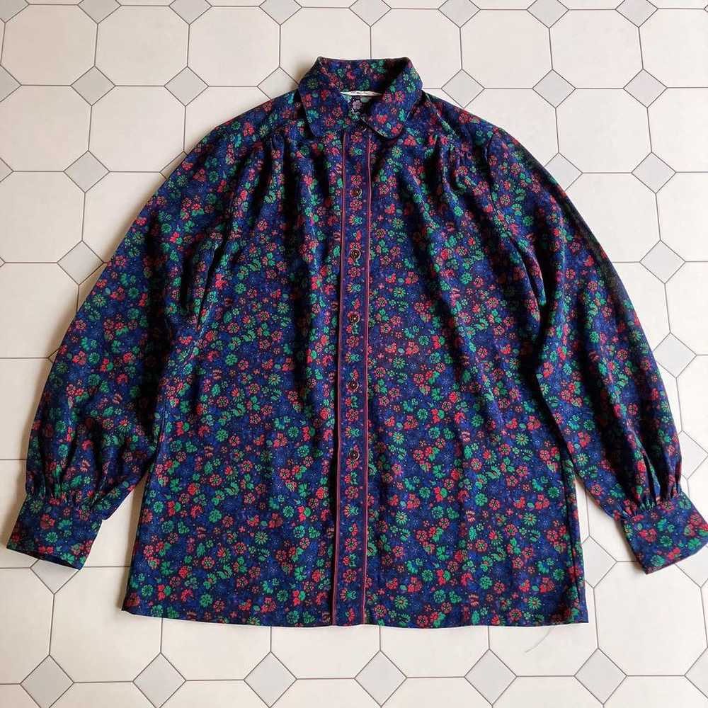 Used retro floral pattern all-over blouse vintage - image 2