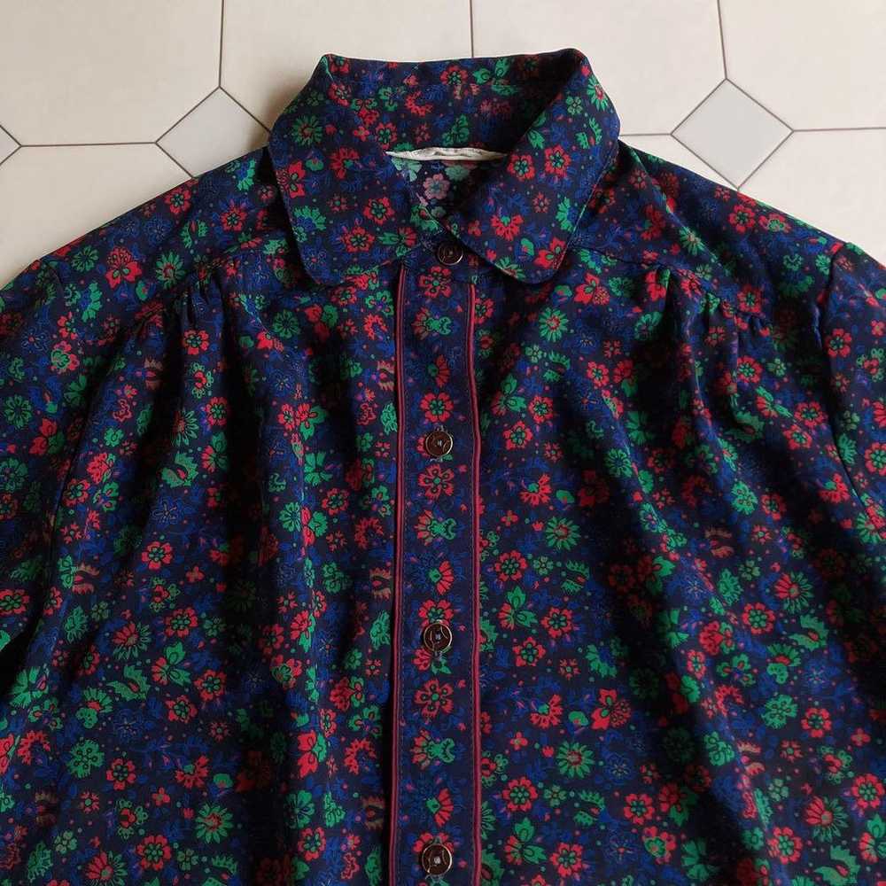 Used retro floral pattern all-over blouse vintage - image 4